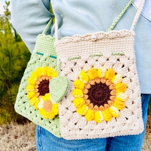 Crochet Sunflower Crossbody Bag, Cute Crochet Phone Bag, Phone Accessories, Crochet Purse, Gift for Mom, Gift for Her Girls Women, Gift Idea