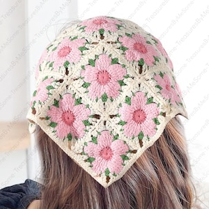 crochet bandana, sunflower crochet bandana, sunflower hair scarf, Crochet Turban Hair Scarf Bandana Hair Bands For Women