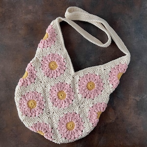 Sweet Dahlia Crochet Bag, Floral Crochet purse pattern, Instant Download PDF
