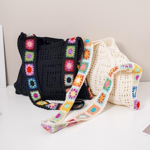 Flower Crochet Tote Bag,Floral Knit Bag, Handmade Shoulder Bag,Valentine Gift, Beach Bag, Women's Tote Bag, Spring Bag,Gift for Her