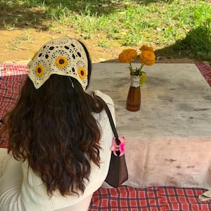 Knitted Crochet Sunflower Headband Bandana Boho Hair Band Vacation hat