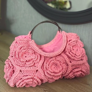 Floral Crochet Handbag | Handmade Small Top Handle Purse | Stylish & Unique Gift for Women, Lightweight Accessory for Everyday Elegance