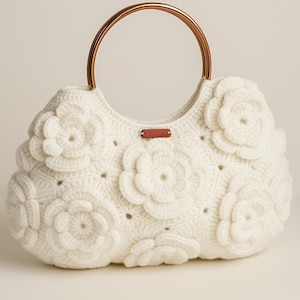 Crochet Floral Bag | Boho Chic Crochet Handbag | Vintage Style Knit Purse | Elegant Flower Crochet Tote | Gift for Her | Evening Bag