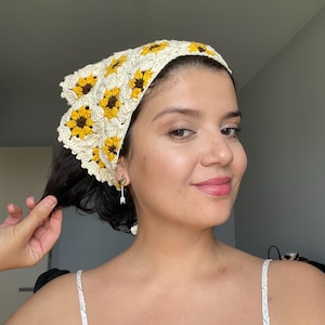 Sunflower Crochet Bandana – Handmade Bohemian Bandanas